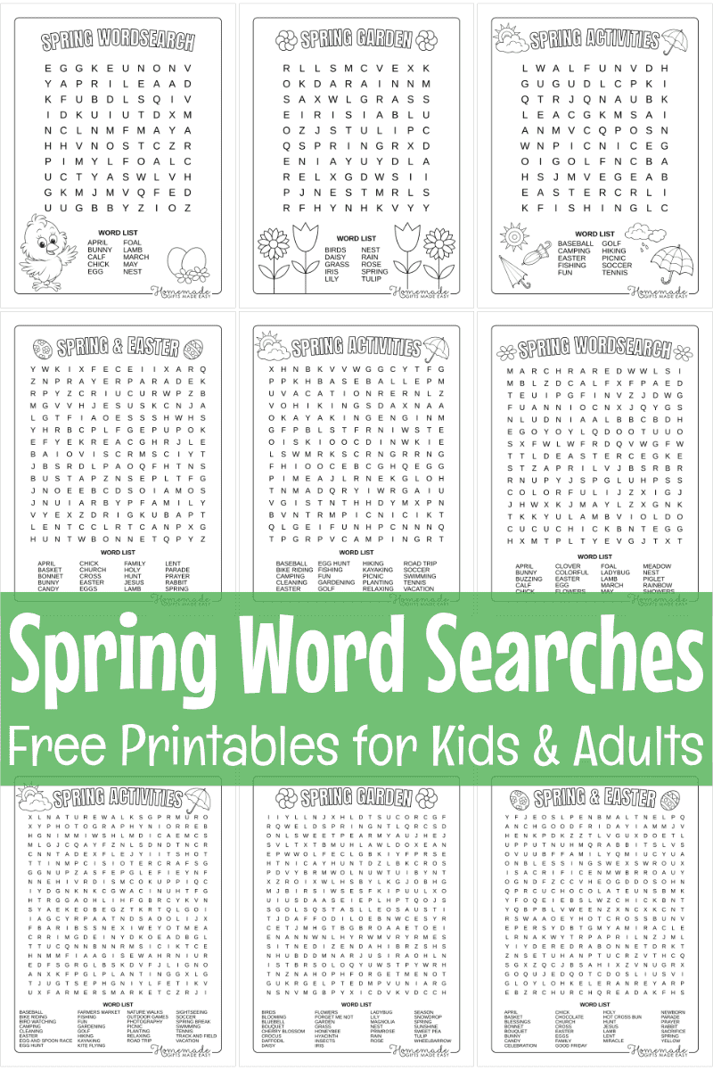 best free printable spring word search puzzles for kids
