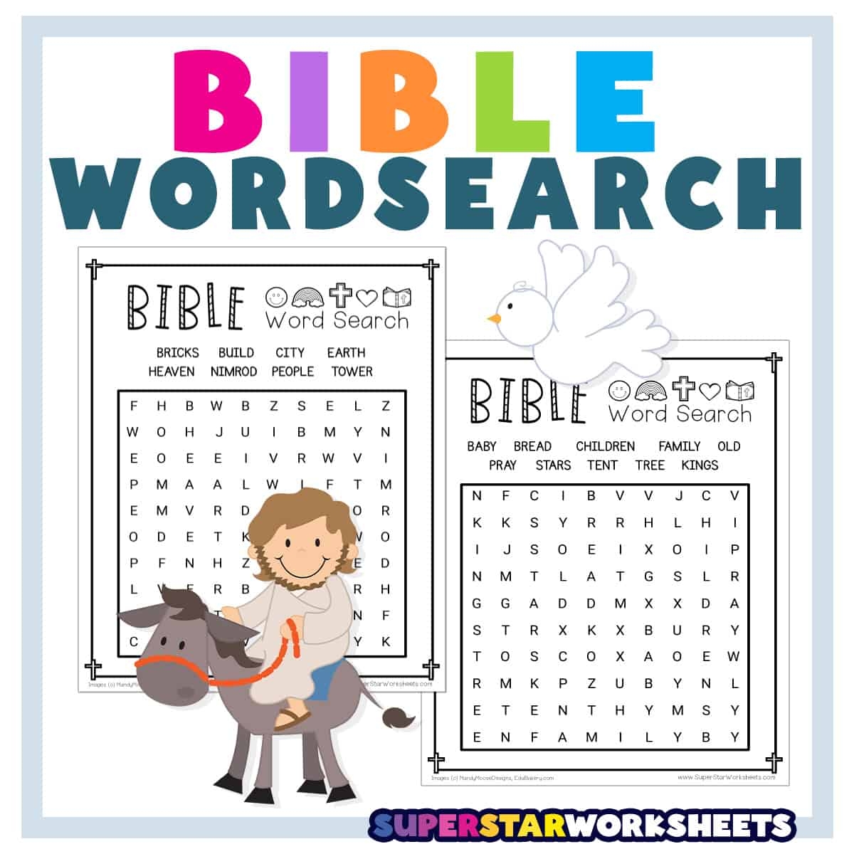 bible word search superstar worksheets