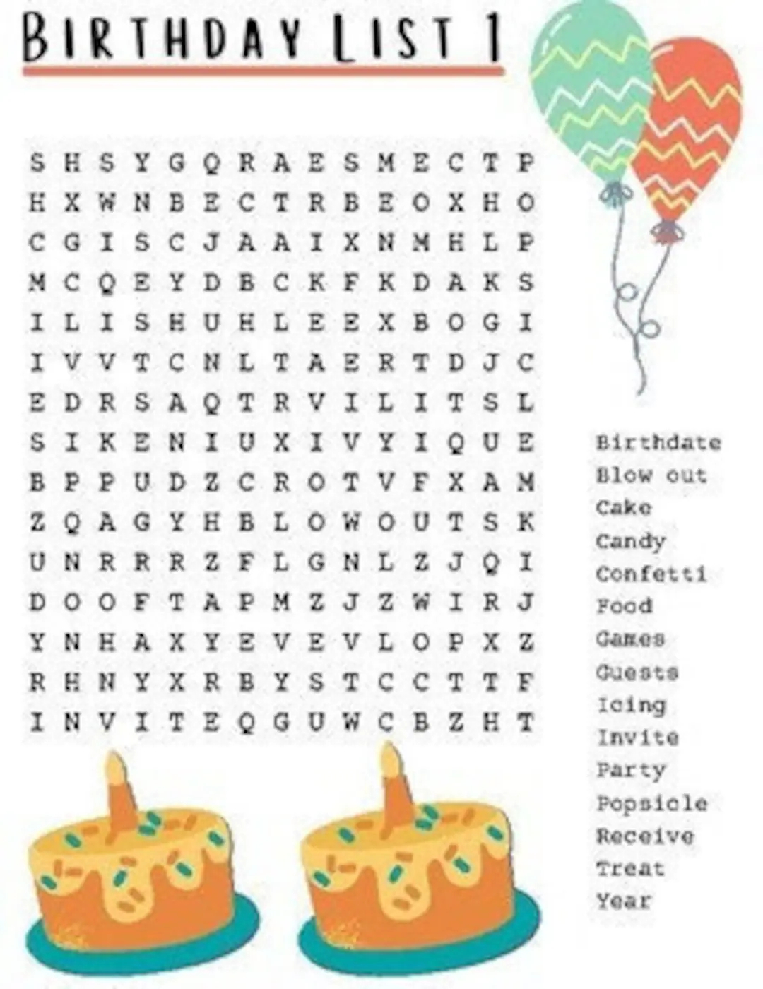birthday word search birthday activity printable activity printable game birthday party game class activity etsy australia