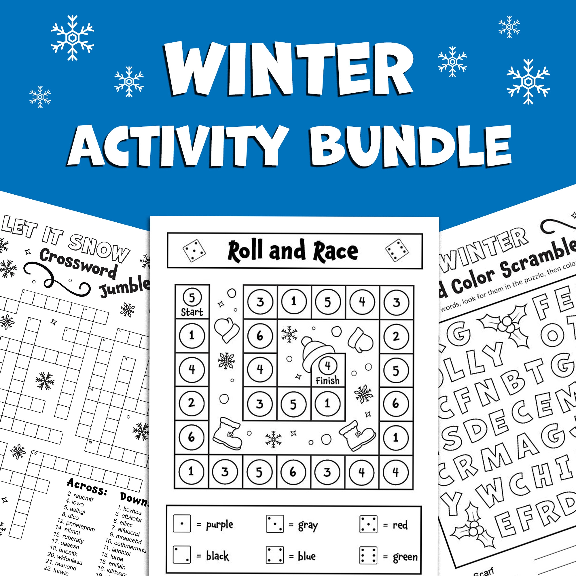 BUNDLE Winter Word Games Word Search Word Scramble Crossword Puzzle Coloring Activity Made By Teachers