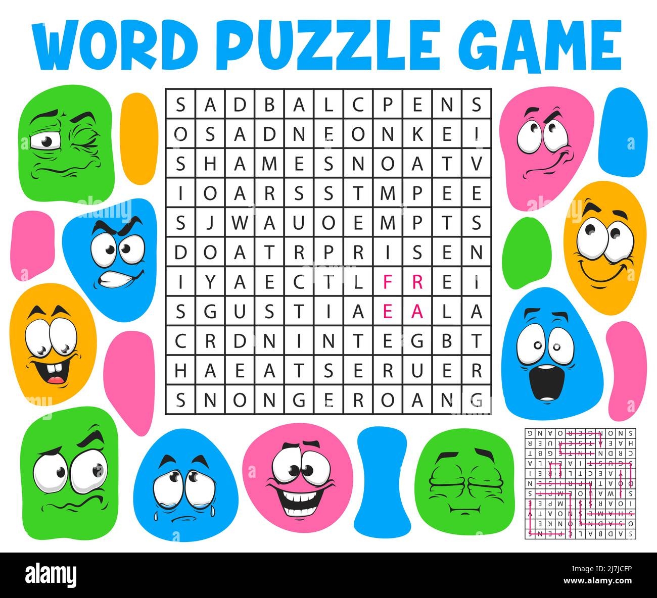 Cartoon Face Emotions And Expressions Word Search Puzzle Game Worksheet Vector Kids Quiz Grid Riddle Game Cartoon Face Emotions And Expressions Word Search Puzzle Game Worksheet Vector Kids Quiz Grid Riddle Game