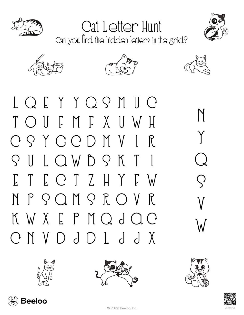 cat themed word searches beeloo printable crafts and activities for kids