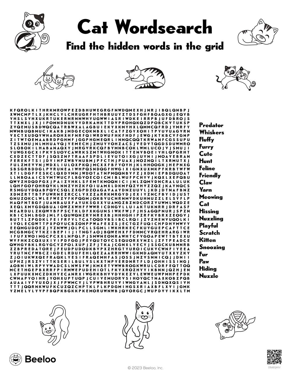 cat themed word searches beeloo printable crafts and activities for kids