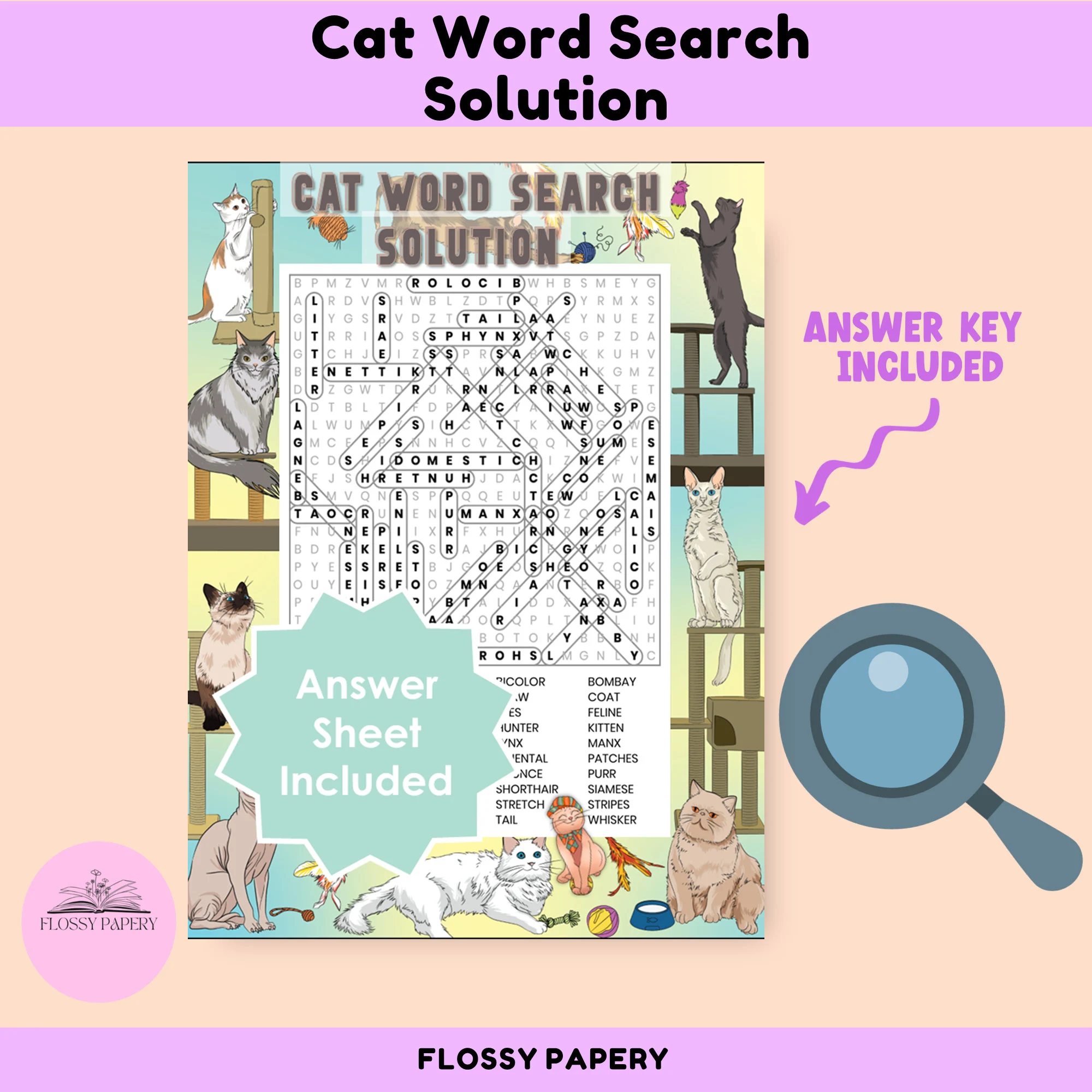 Cat Word Search Printable Pdf