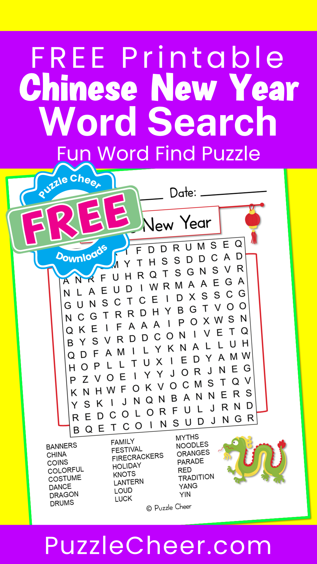 Chinese New Year Word Search For Kids Puzzle Cheer