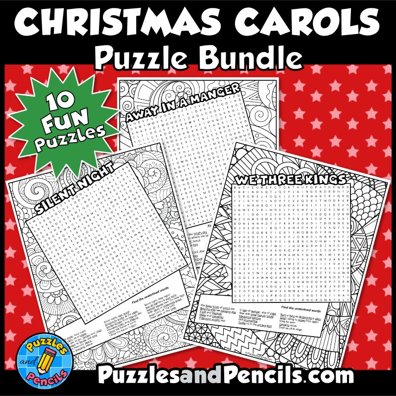 Christmas Carols Word Search Activity Page BUNDLE Faith Series Made By Teachers