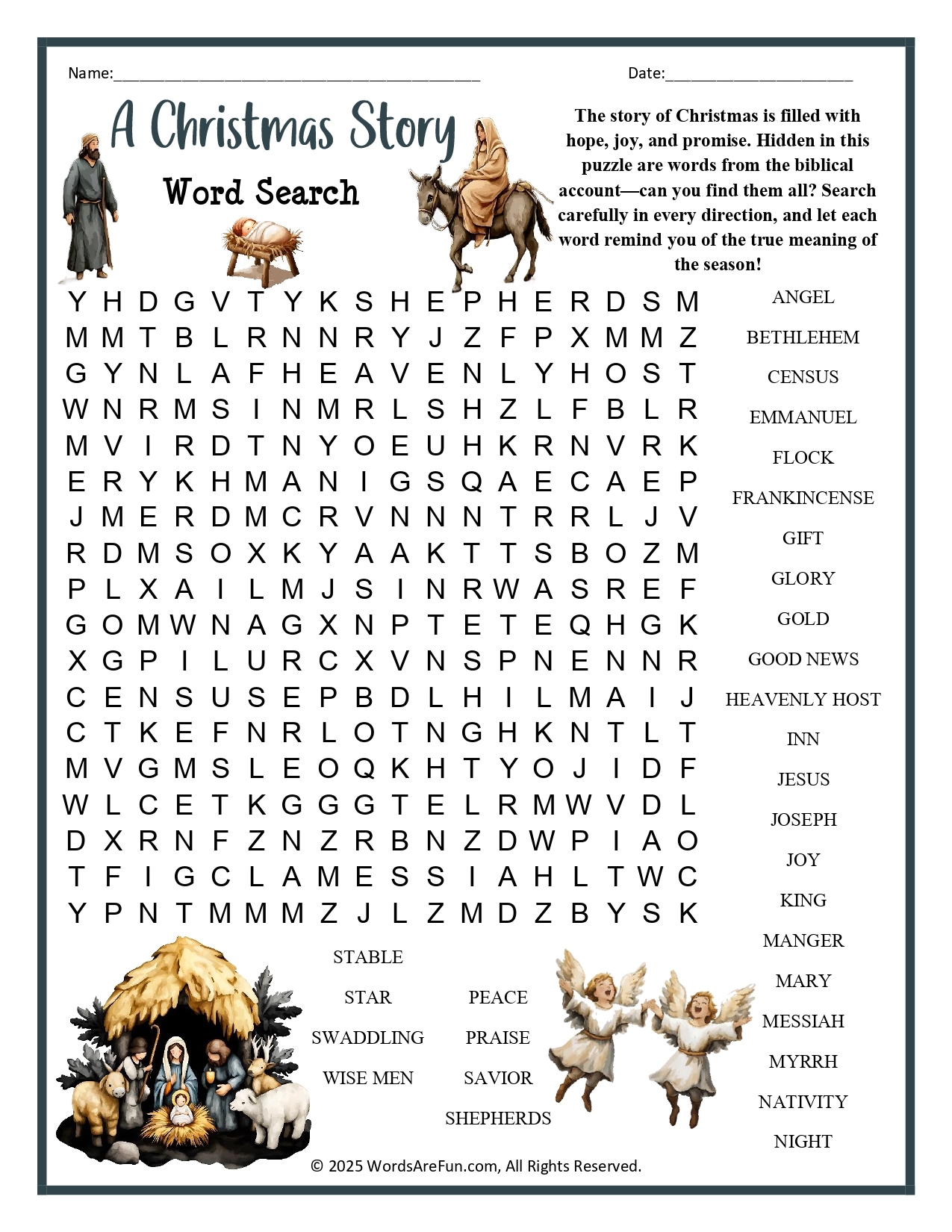 Printable Word Searches For Adults Christmas