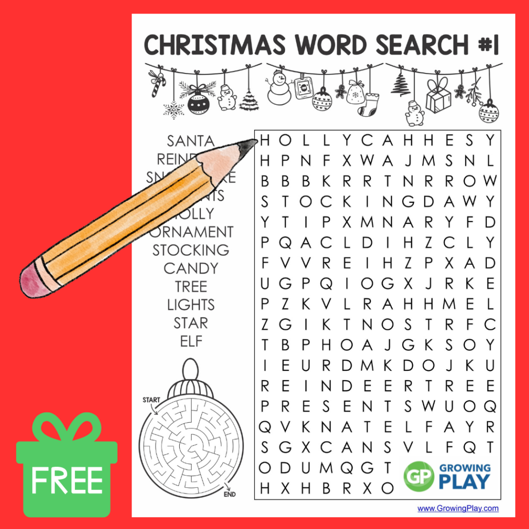 christmas word find free printable growing play