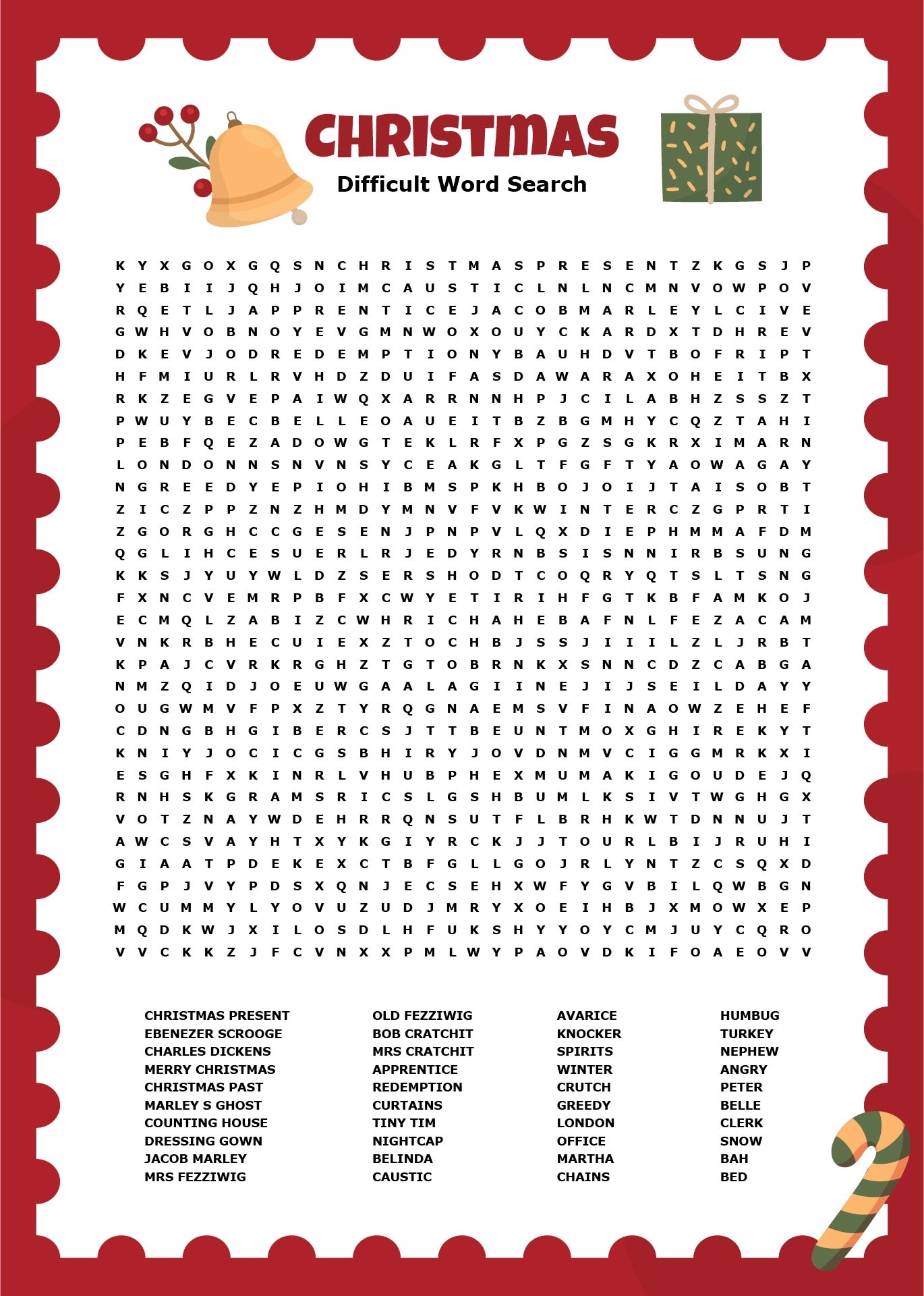 Hard Christmas Word Search Pdf