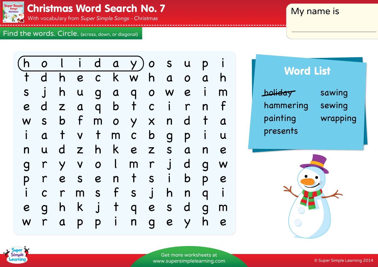 Christmas Word Search 7 Super Simple