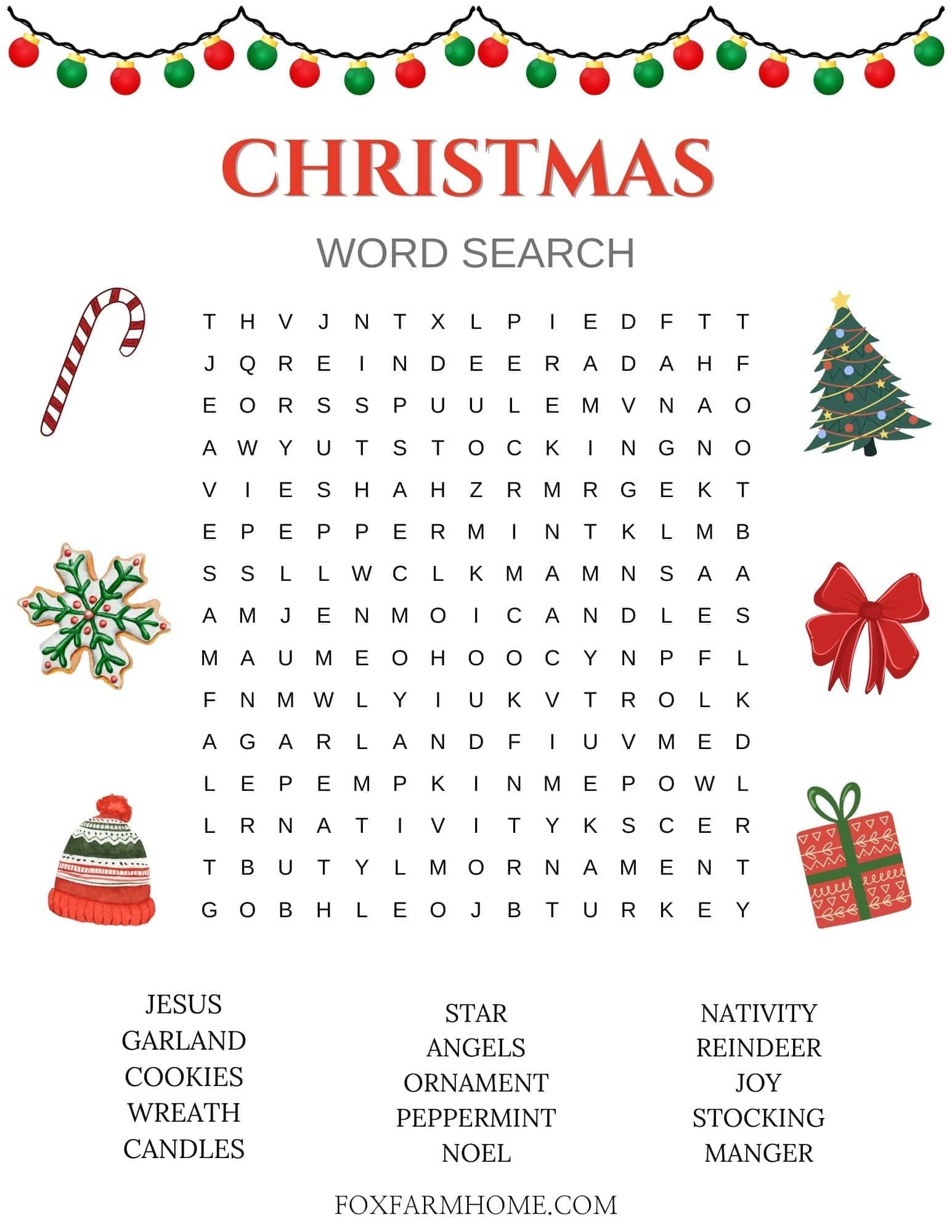 Christmas Word Search For Kids Fox Farm Home