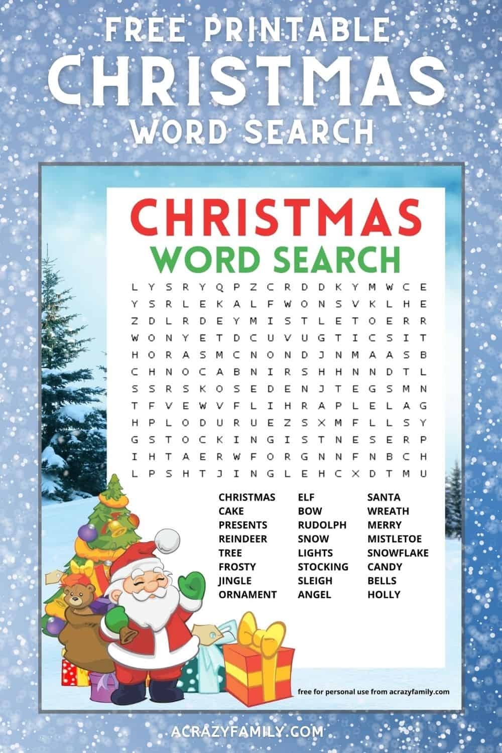 Printable Word Searches For Kids Christmas