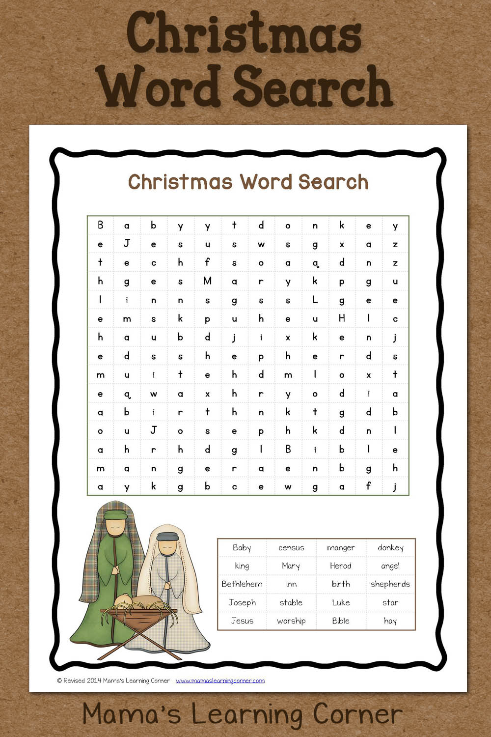 christmas word search free printable mamas learning corner