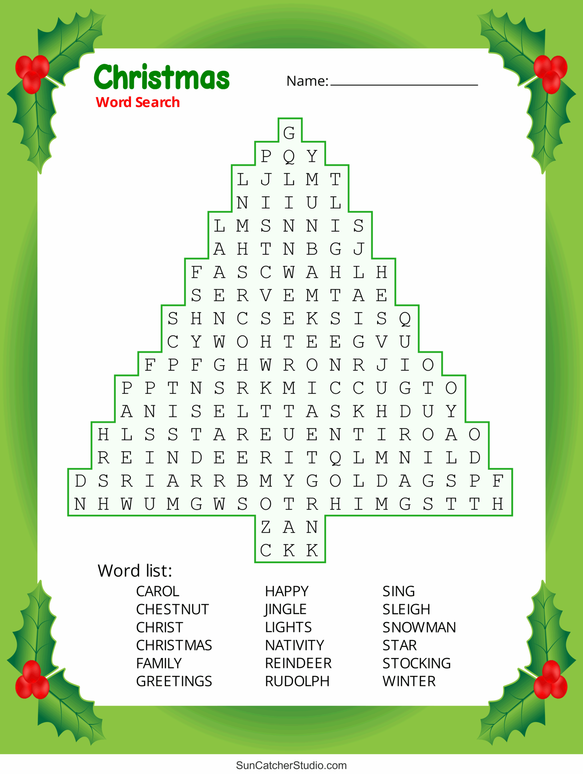 Christmas Word Searches Free Printable