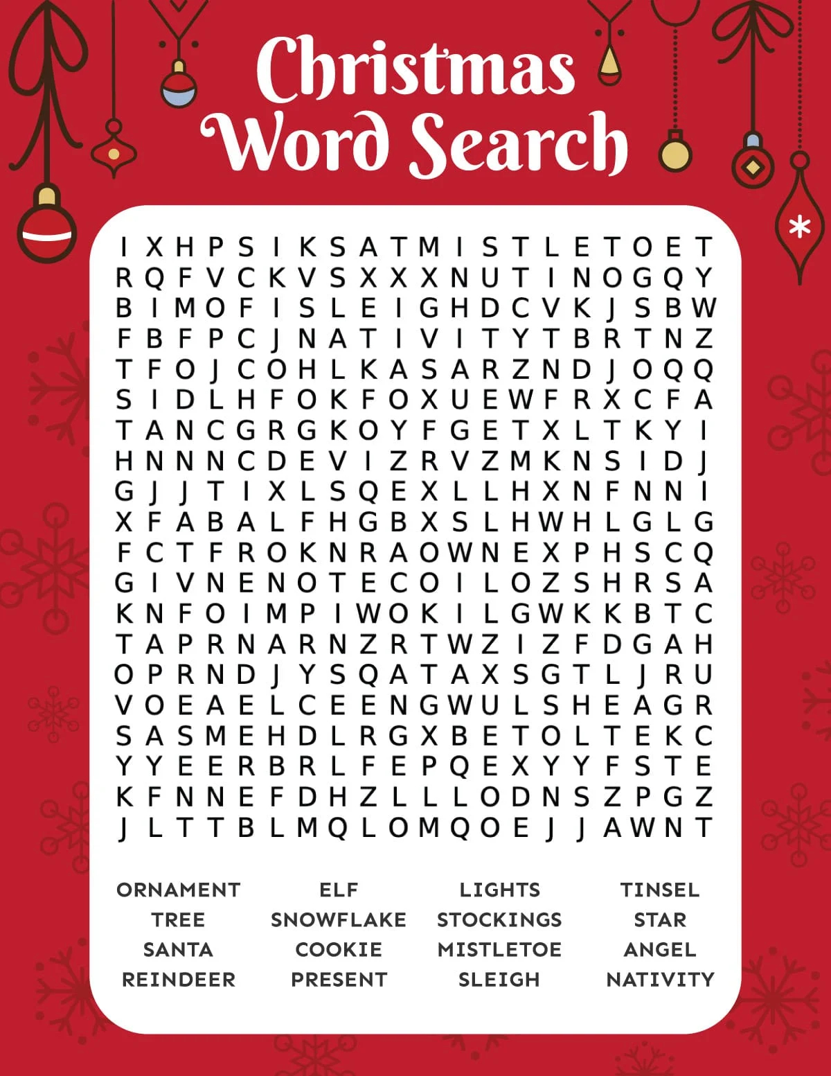 Printable Christmas Word Searches For Kids