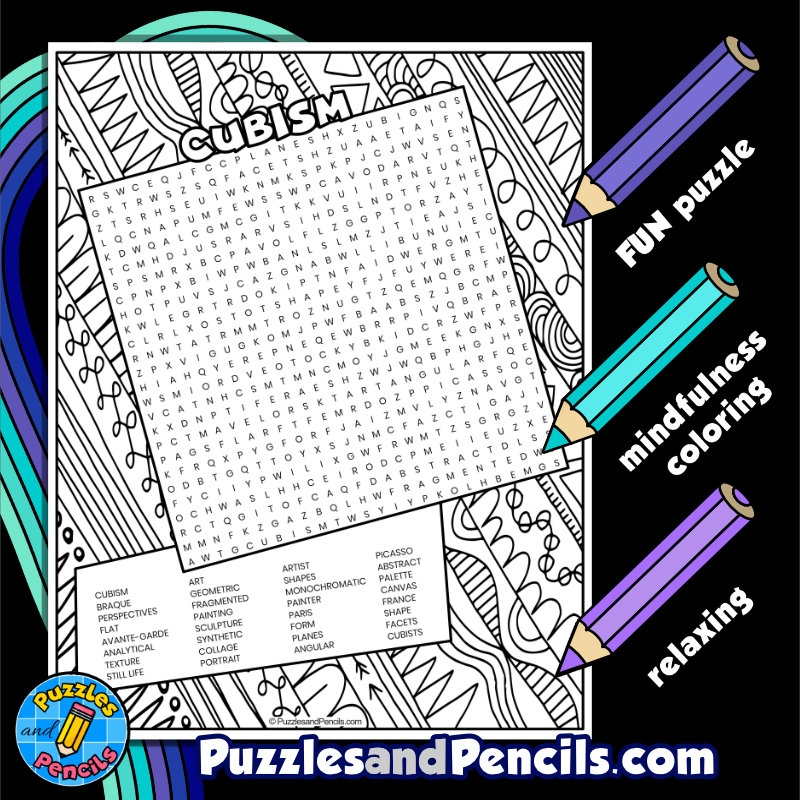 Cubism Word Search Puzzle With Coloring Art History Made By Teachers