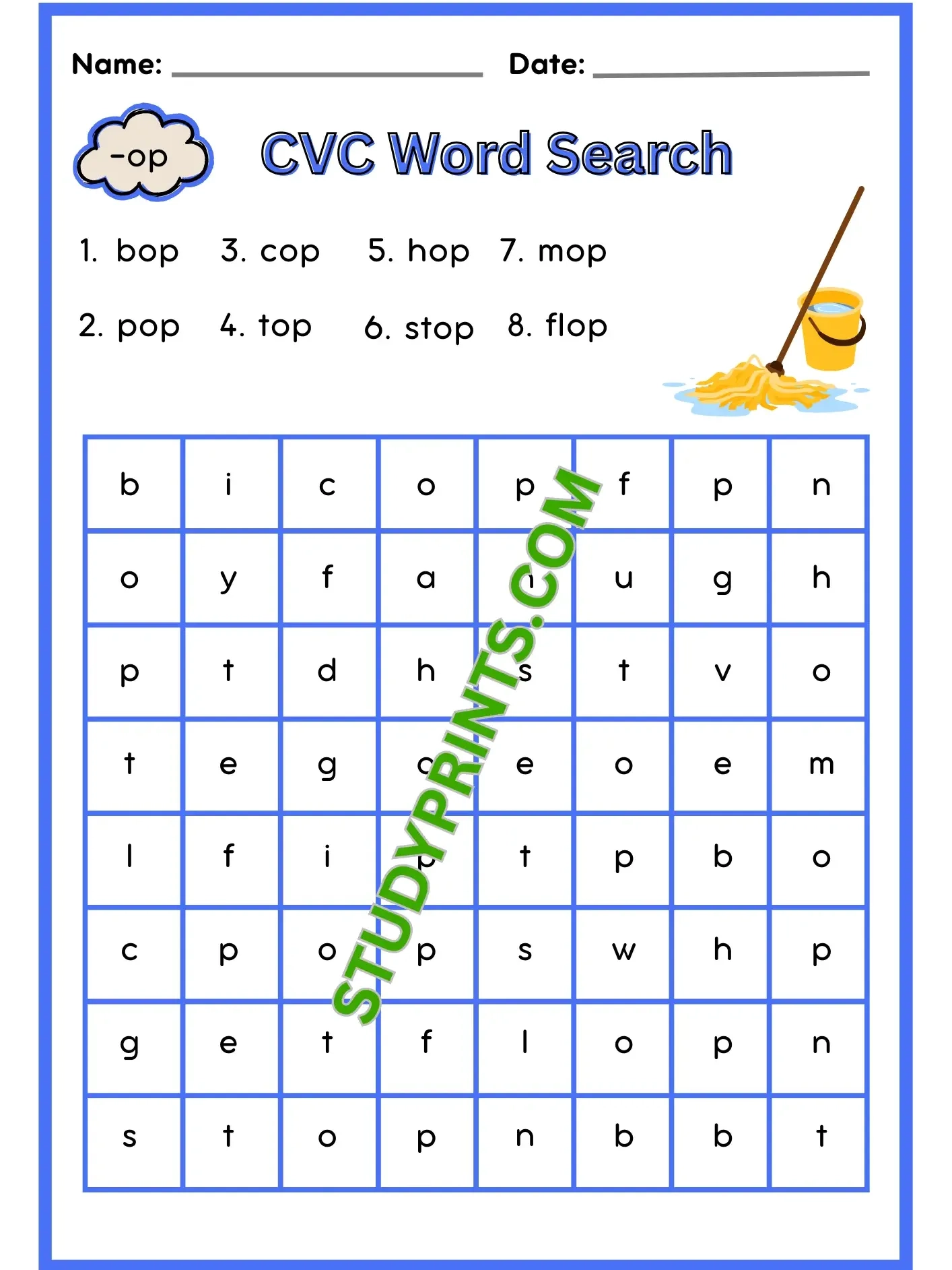 Word Search Cvc Words