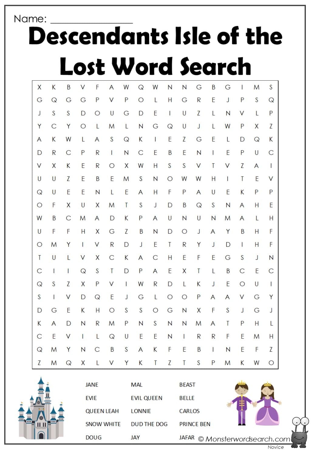 Descendants Isle Of The Lost Word Search Monster Word Search