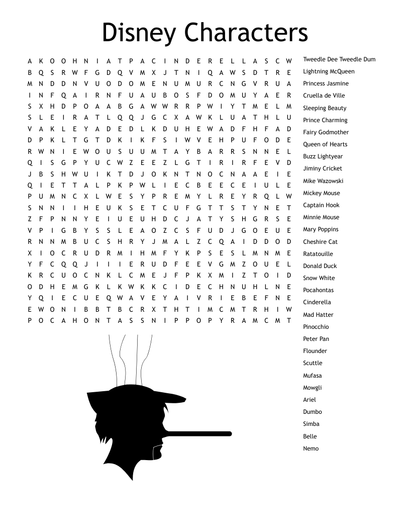 Disney Word Search Printable Pdf