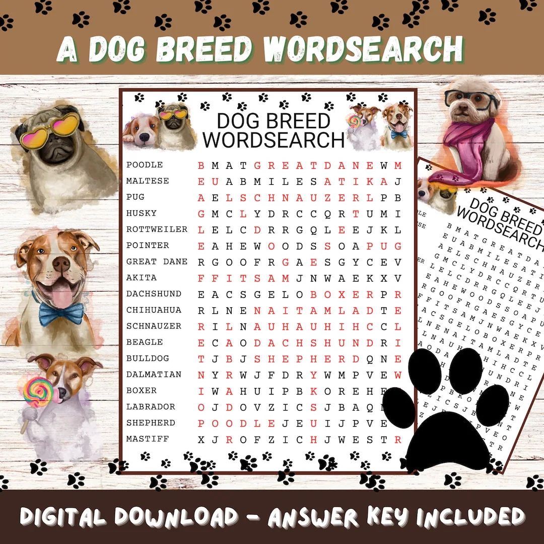 Find Dog Word Search