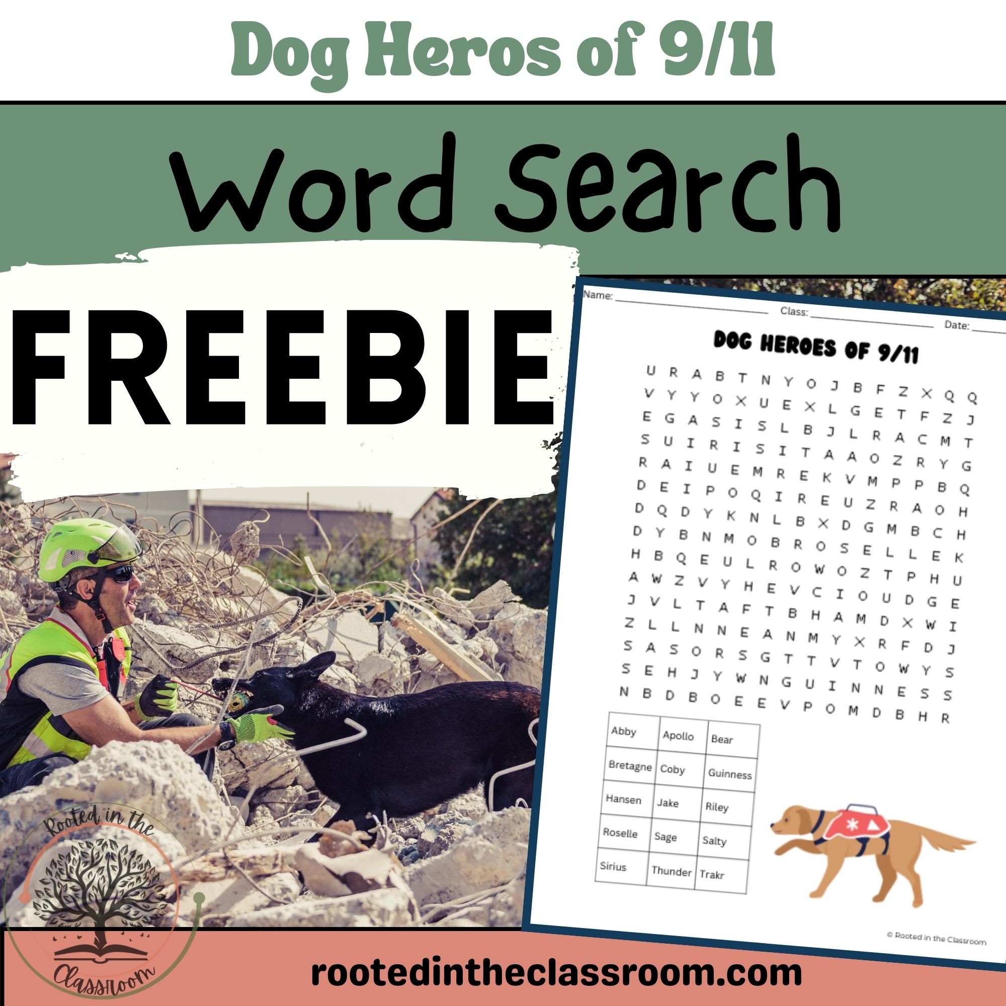 Dog Heros Of 9 11 Word Search Free 9 11 Activity For Agriculture Class Classful