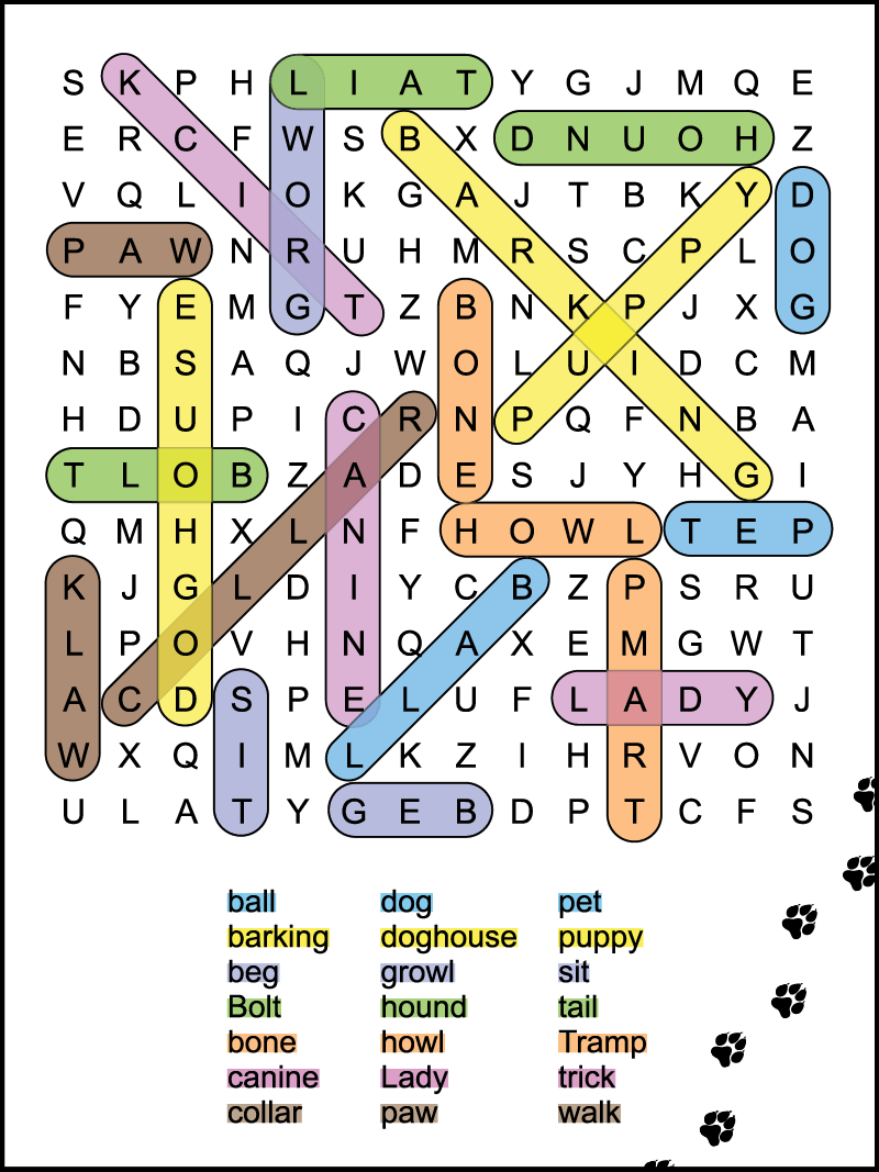 dog themed word search for kids tree valley academy