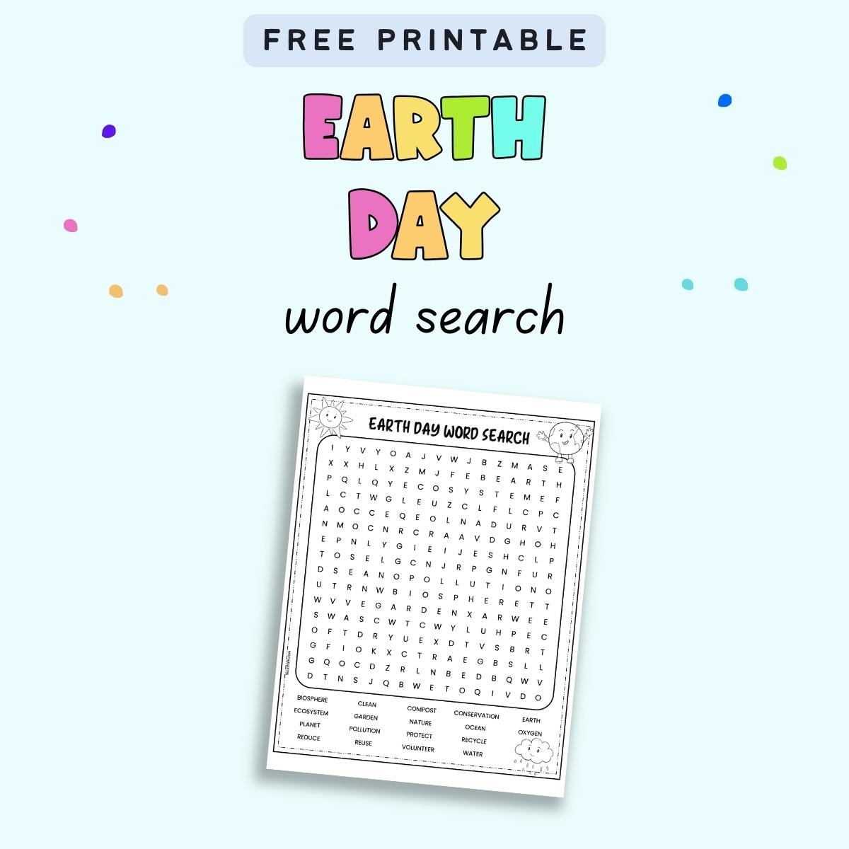 Earth Day Word Search Free Printable The Artisan Life