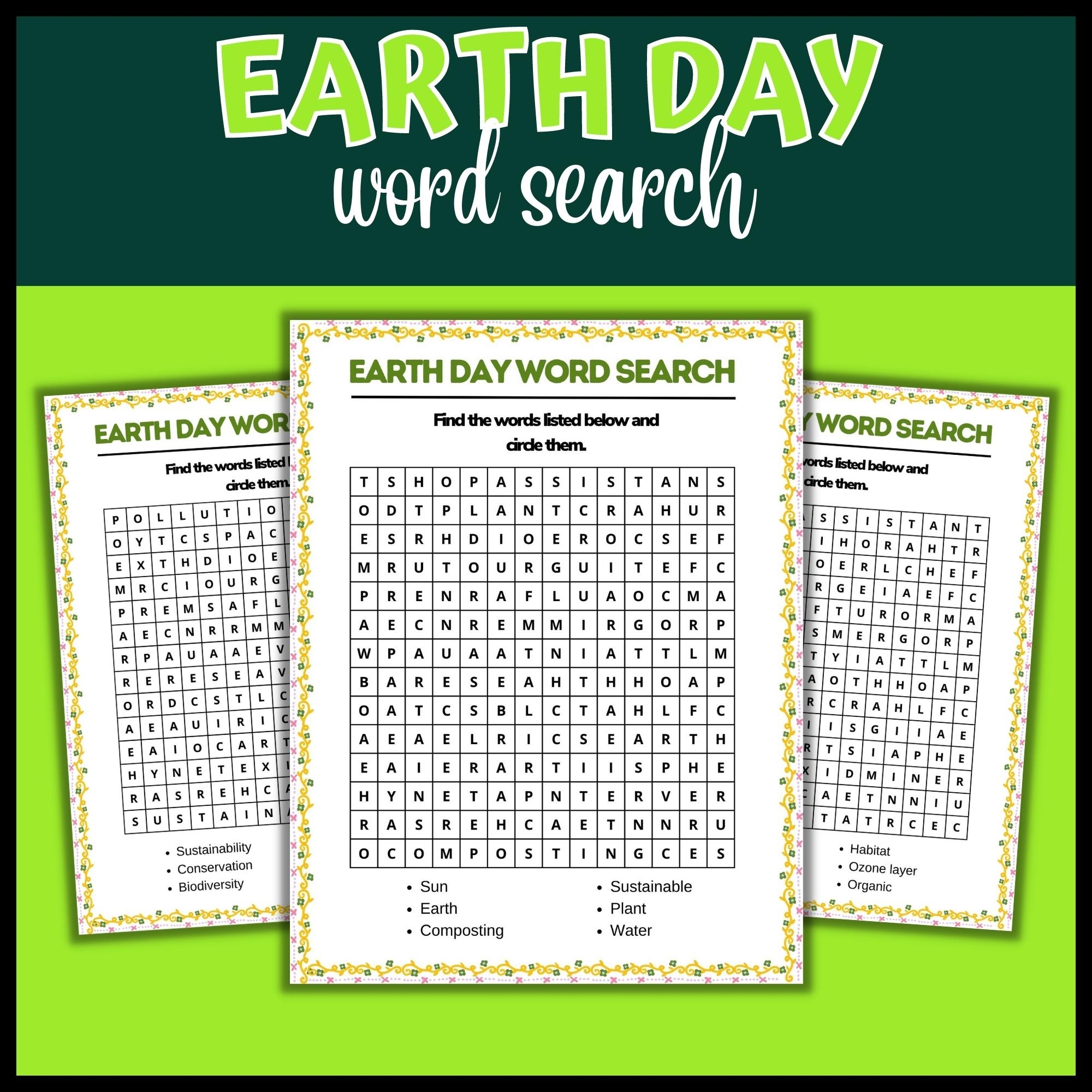 Earth Day Word Search Puzzle Earth Day Vocabulary Worksheets Made By Teachers