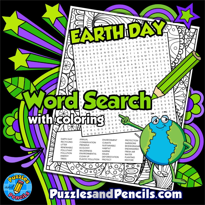 Earth Day Word Search Puzzle With Coloring Environment Wordsearch Made By Teachers