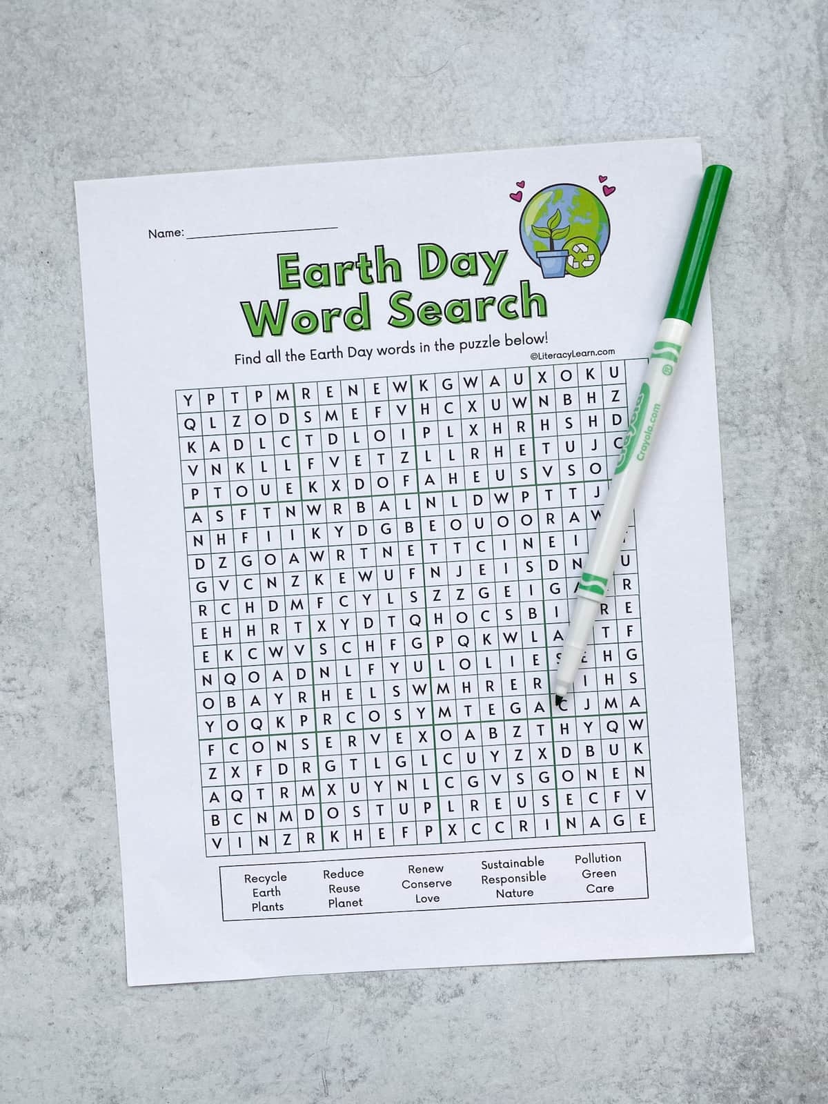 Earth Day Word Searches Free Printables Literacy Learn