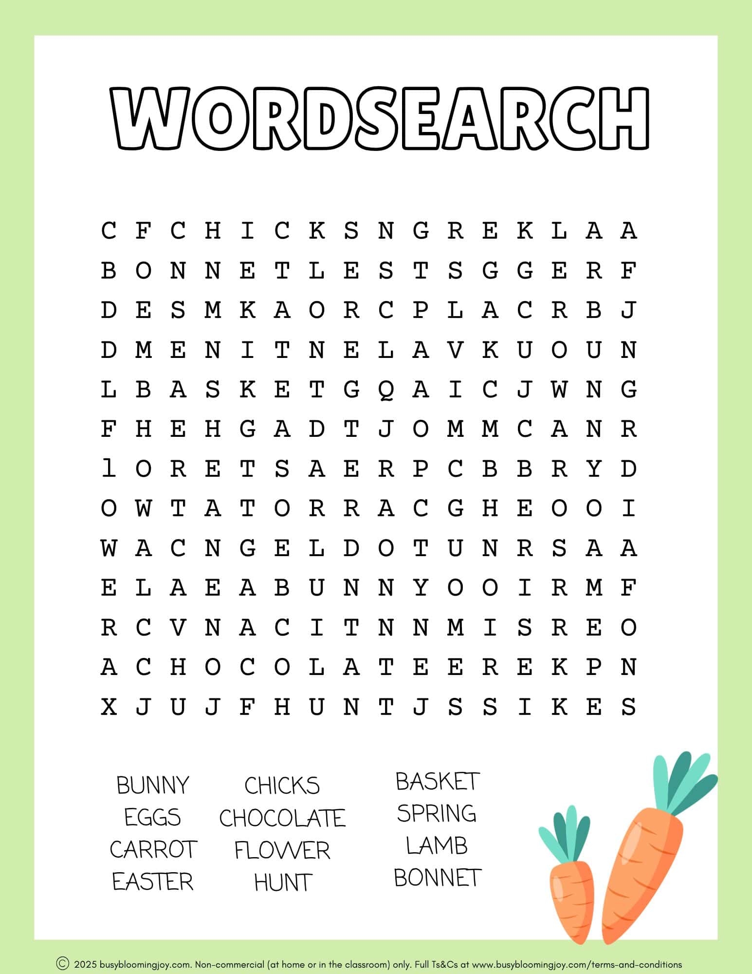 easter word search free printable
