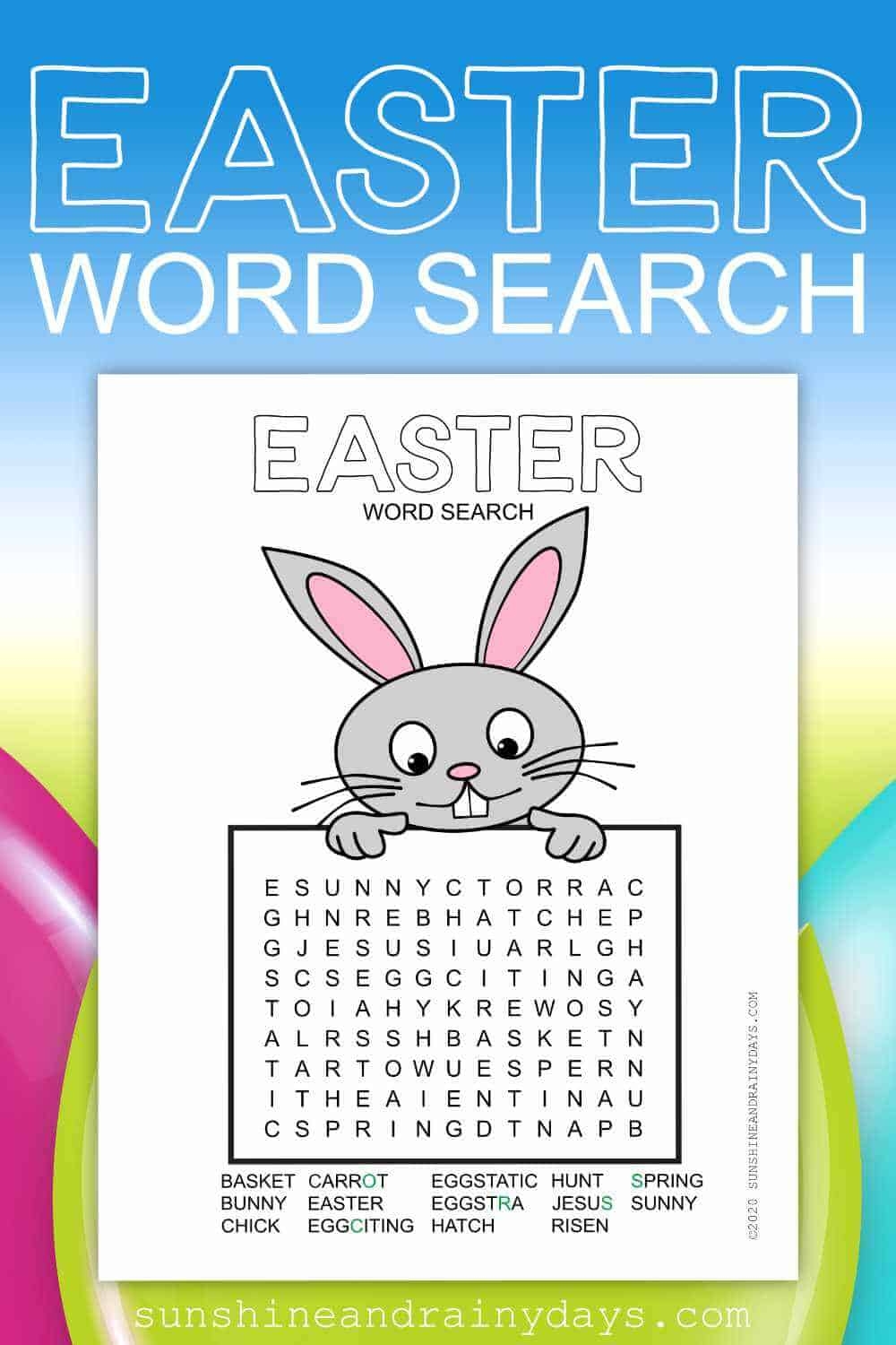 easter word search printable sunshine and rainy days