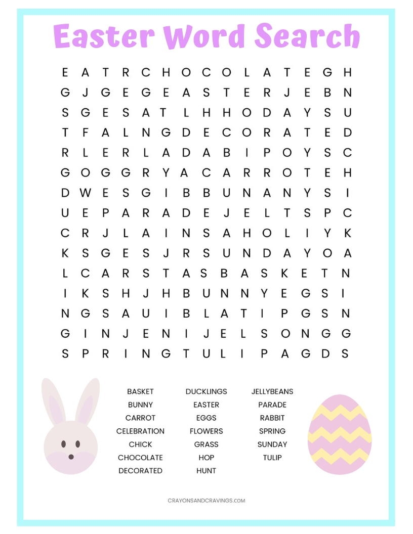 Easter Word Search Printable Worksheet AllFreeHolidayCrafts Worksheets Library