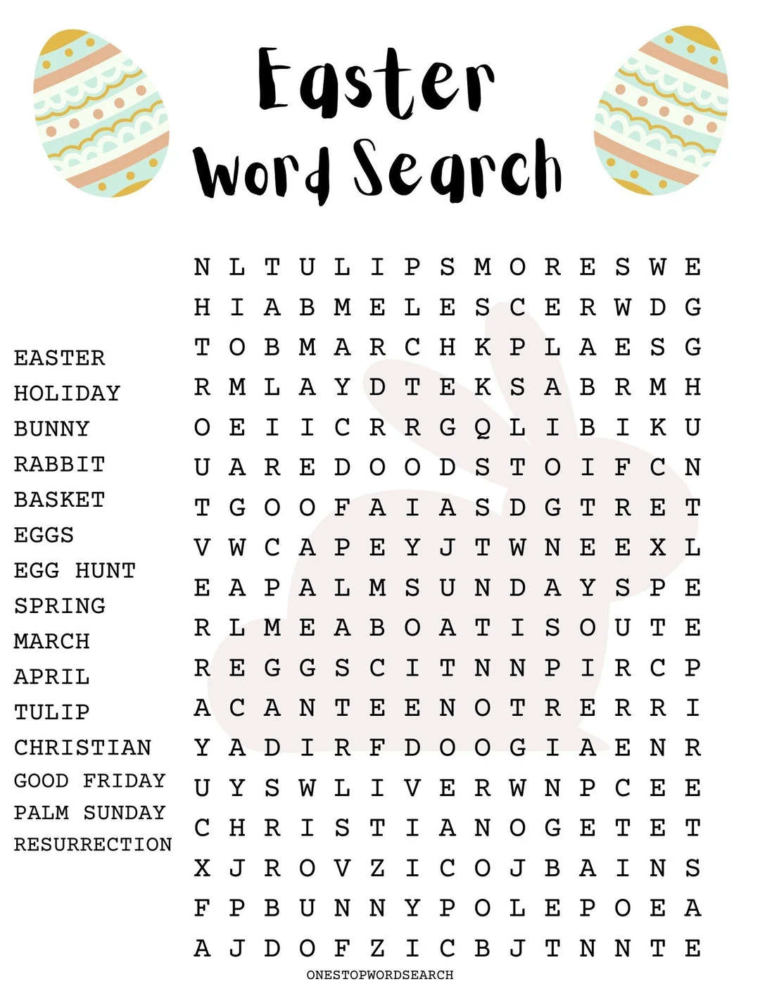 easter word search puzzle with answer sheet easter games easter activities holidays etsy