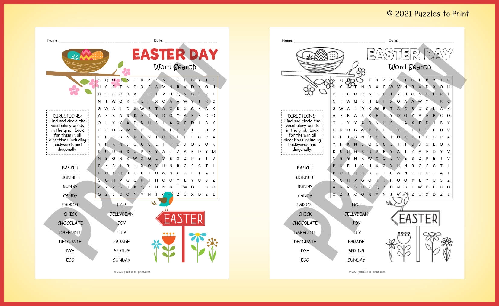 Printable Word Search Puzzles Easter