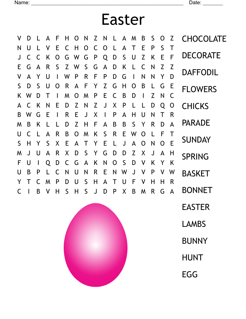 Printable Easter Word Search For Kids