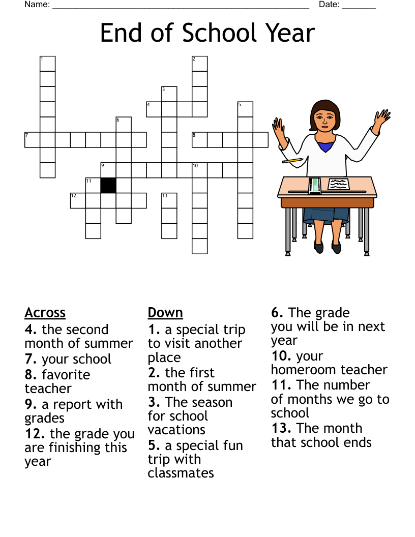 End Of School Year Word Search WordMint