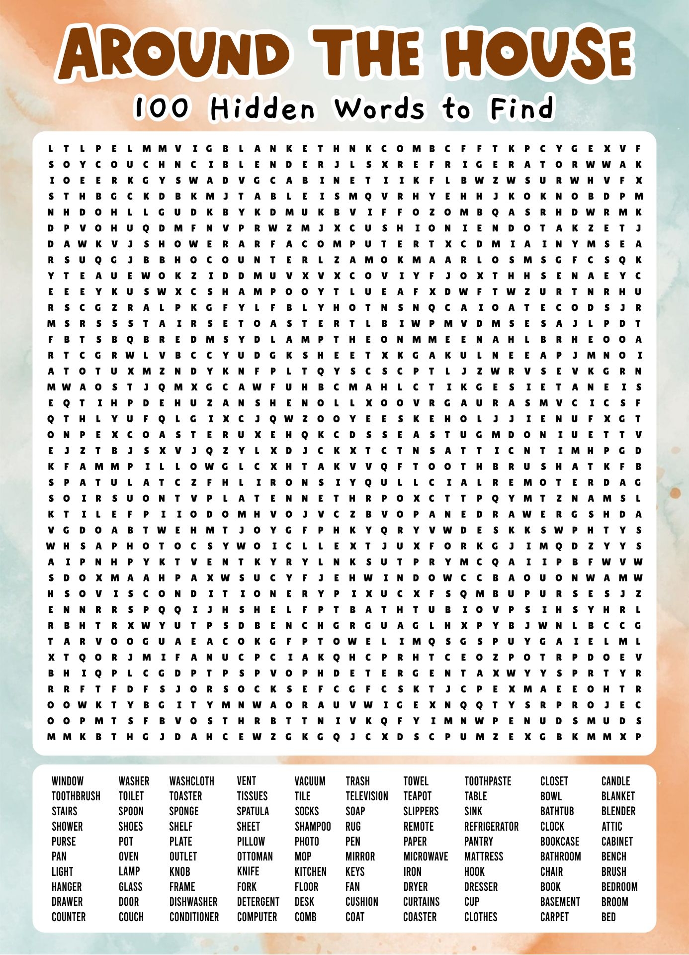 Printable Hard Word Search Puzzles For Adults