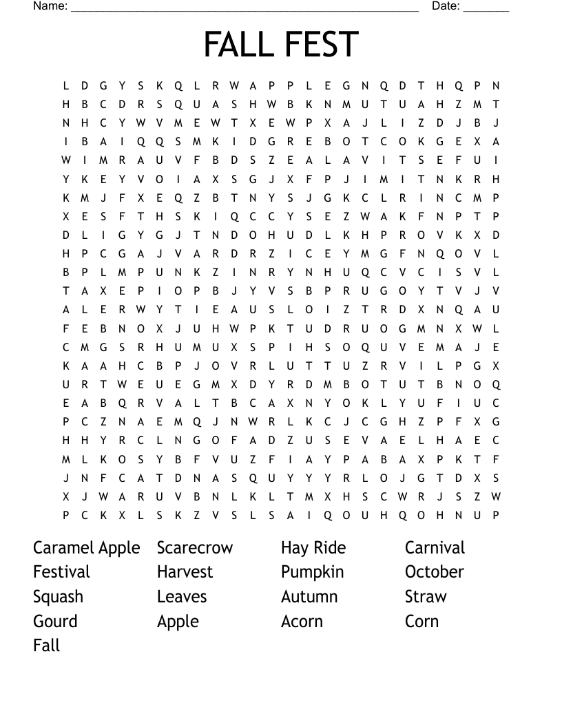 FALL FEST Word Search WordMint