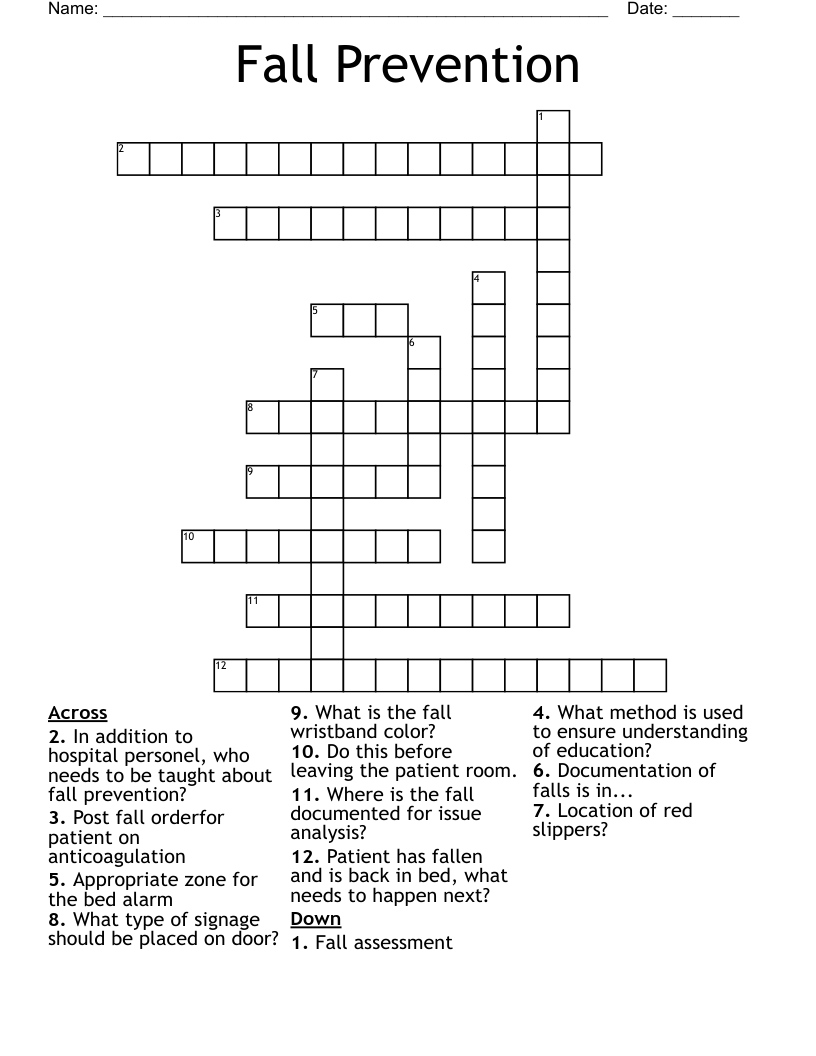 Fall Prevention Word Search WordMint