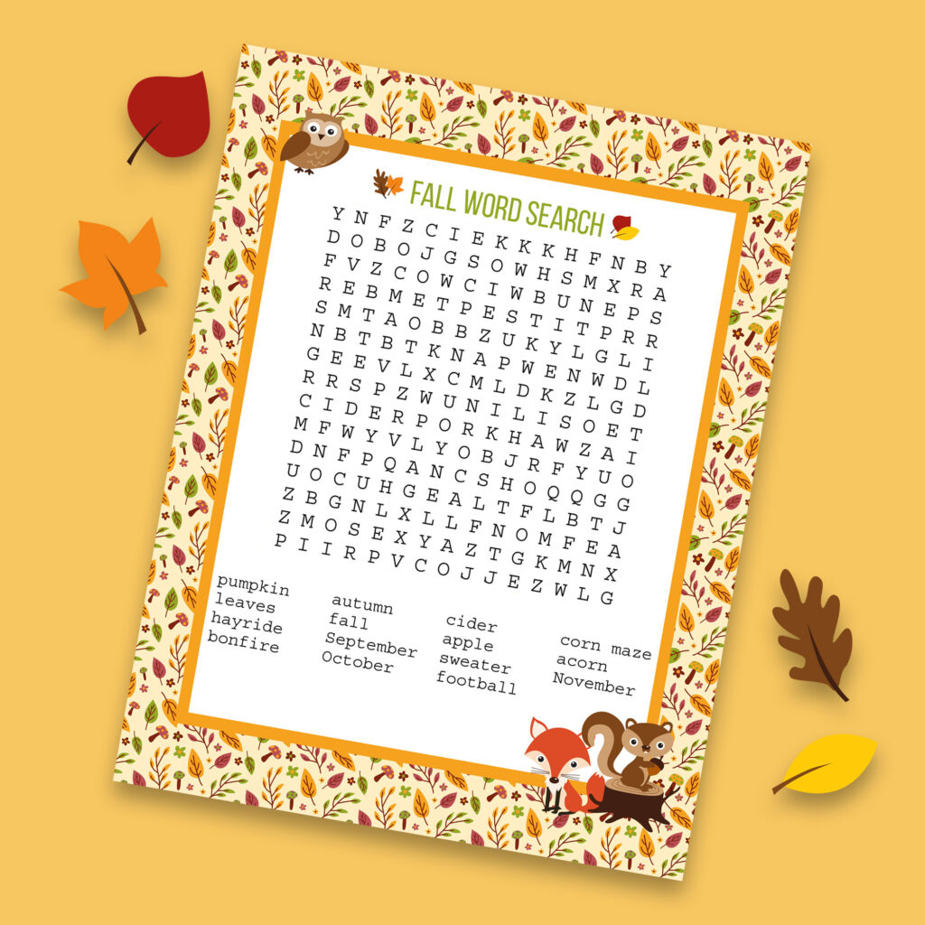 Fall Word Searches Free Printable