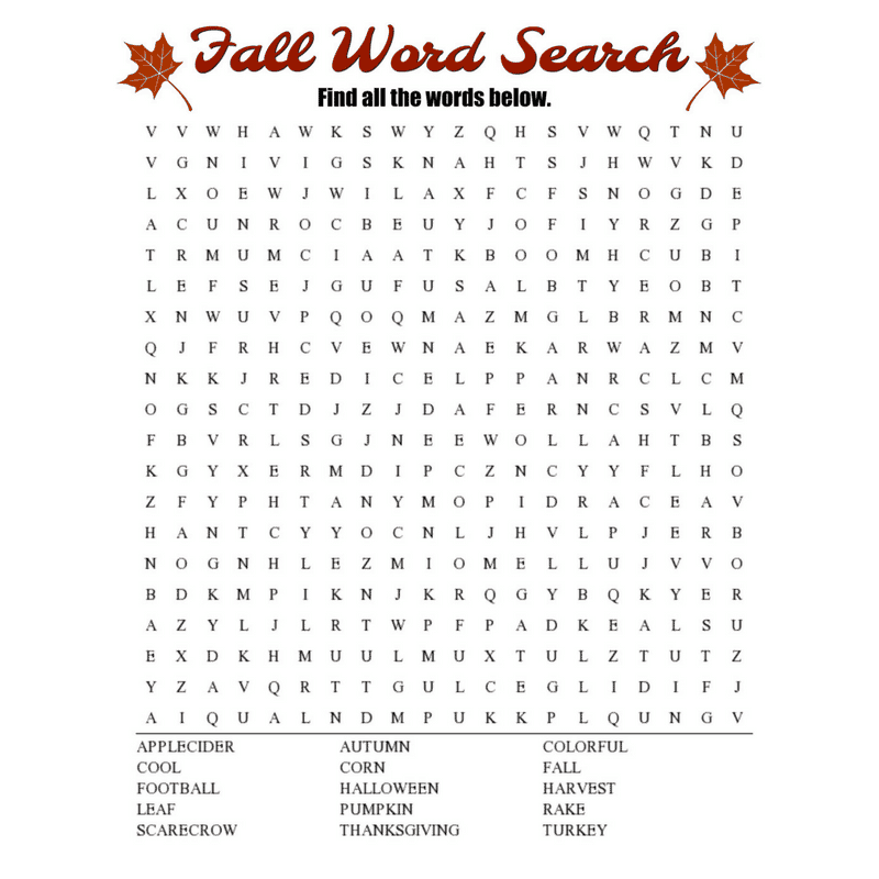 October Word Search Free Printable October Word Search Free Printable