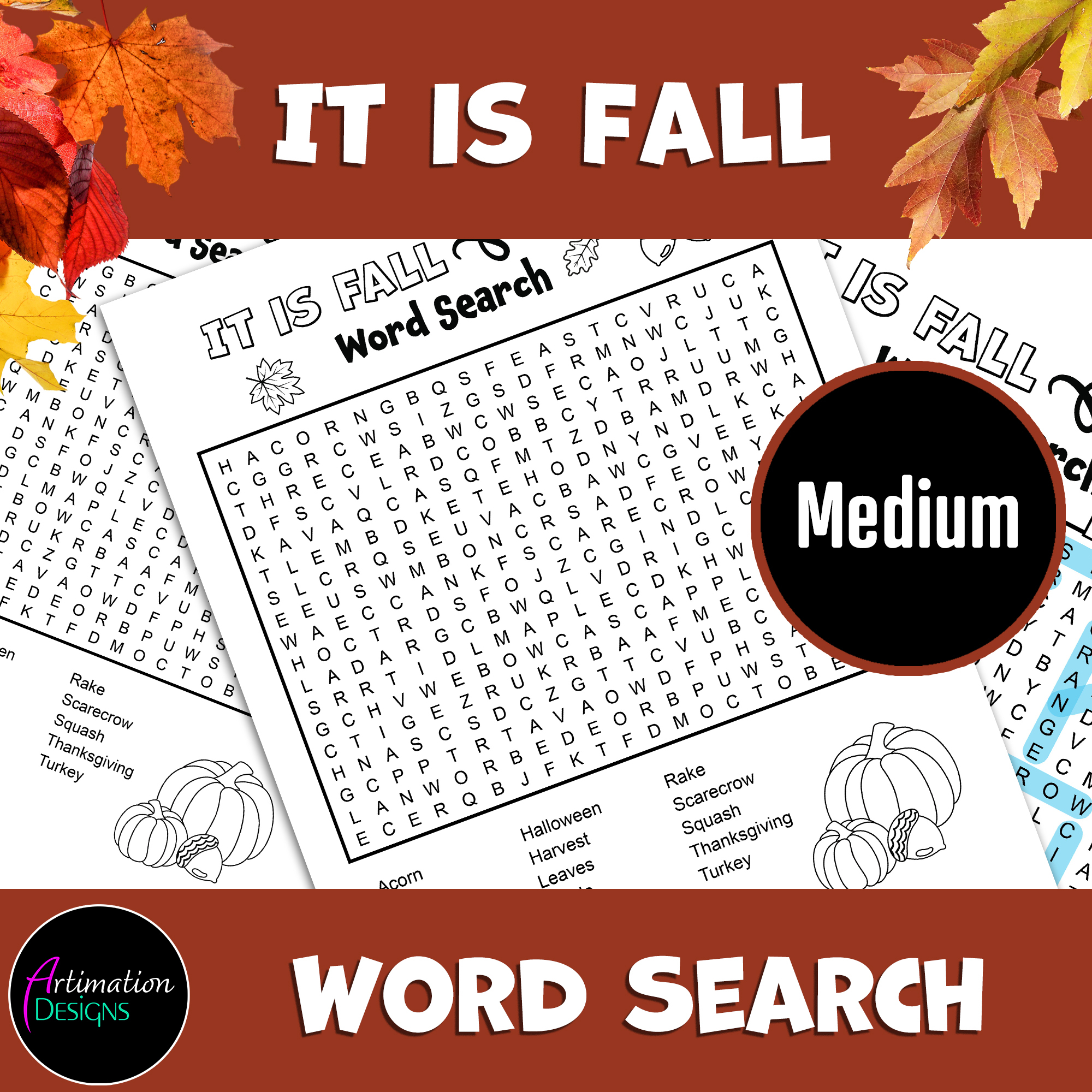 fall word search medium level autumn word game activity upper primary made by teachers