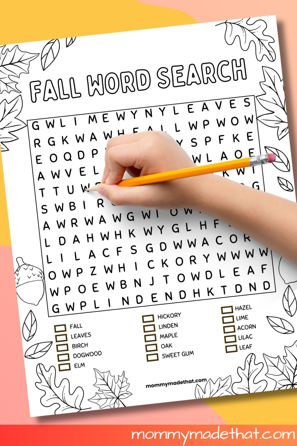fall wordsearch