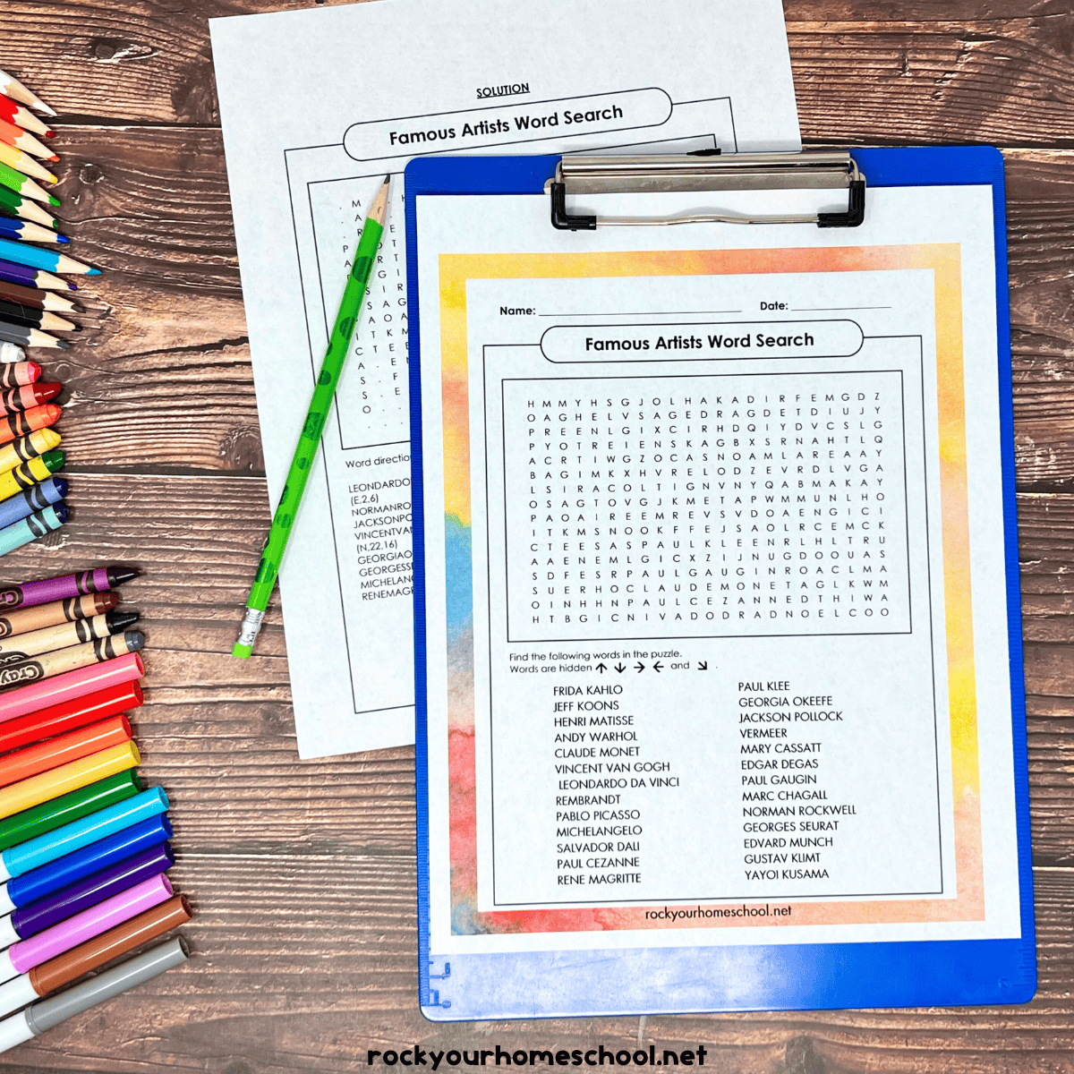Free Printable Art Word Search