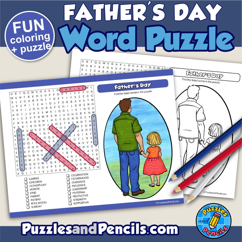 Father s Day Word Search Puzzle Activity Page And Coloring June Wordsearch Made By Teachers