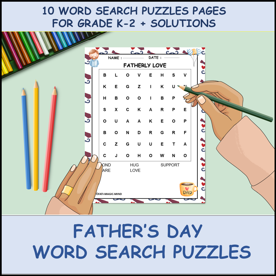 Father s Day Word Search Puzzles 10 Printable Activity Pages For Grades K 1 2 Made By Teachers