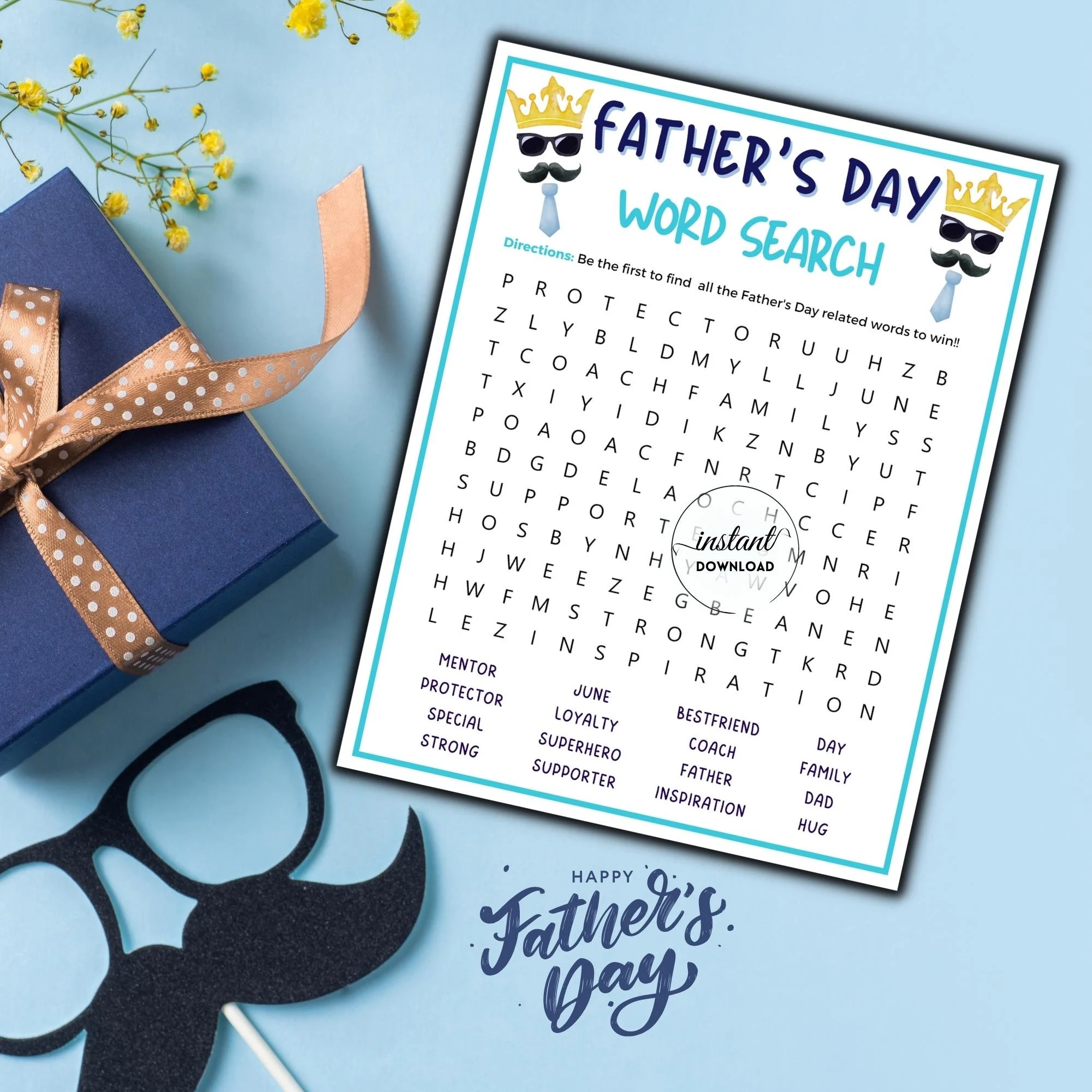 Father s Day Word Search Word Game Search Father s Day Activities For Kids Adults Word Search Game Fathers Day Games Printable DAD 1 Etsy