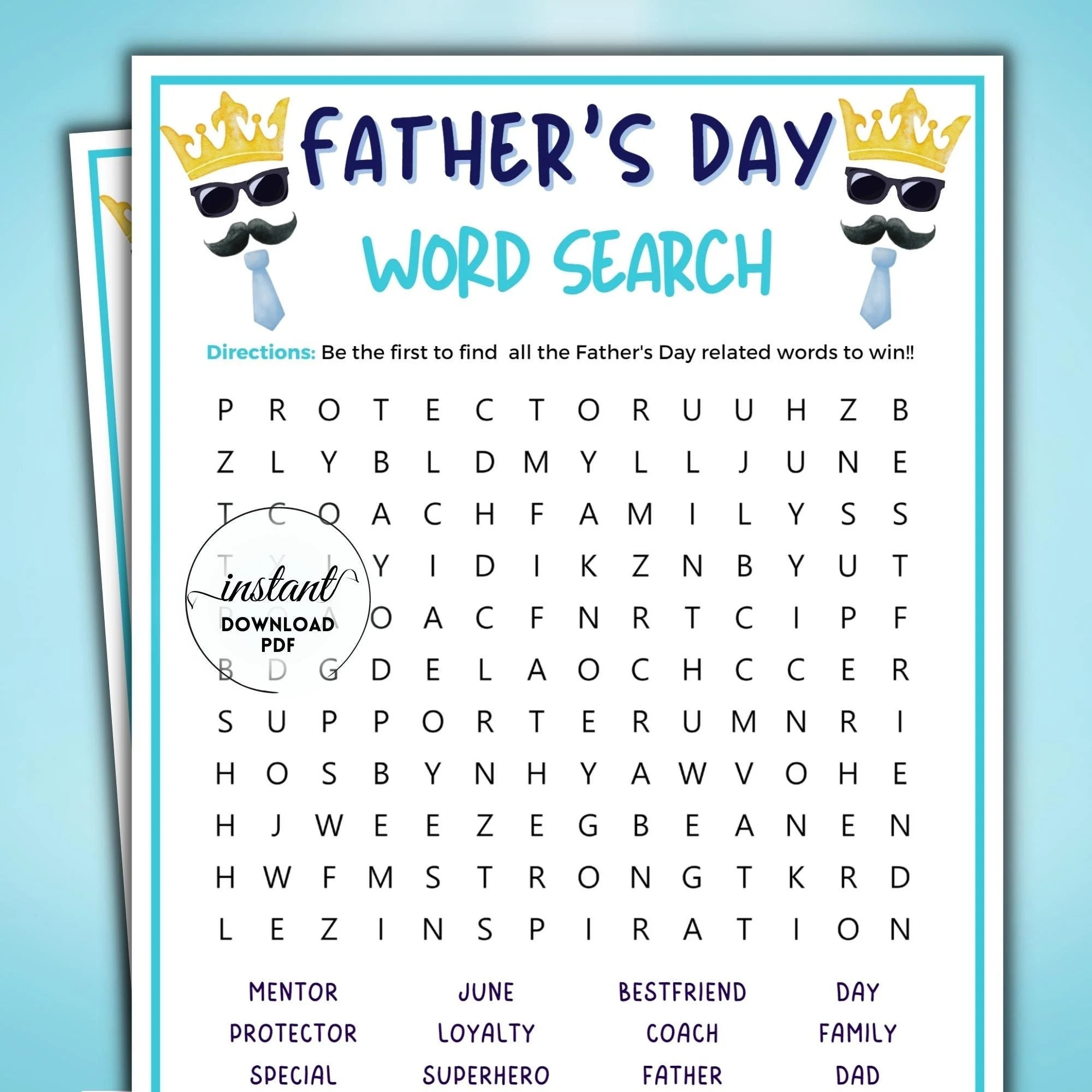 Father s Day Word Search Word Game Search Father s Day Activities For Kids Adults Word Search Game Fathers Day Games Printable DAD 1 Etsy