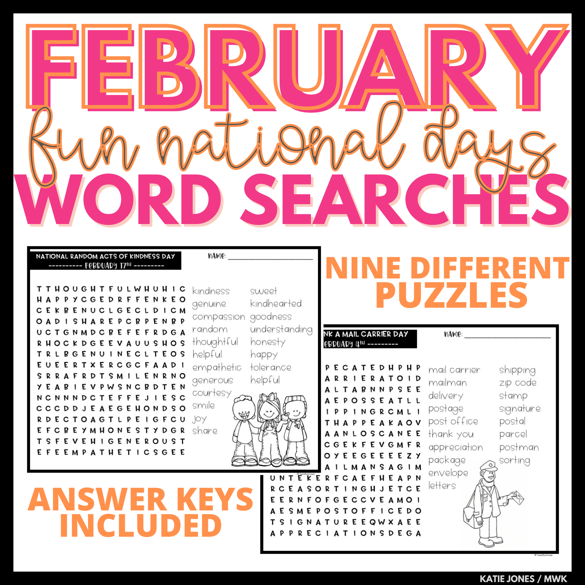 February Word Search Puzzles Made By Teachers